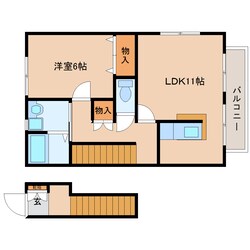 草薙駅 徒歩8分 2階の物件間取画像